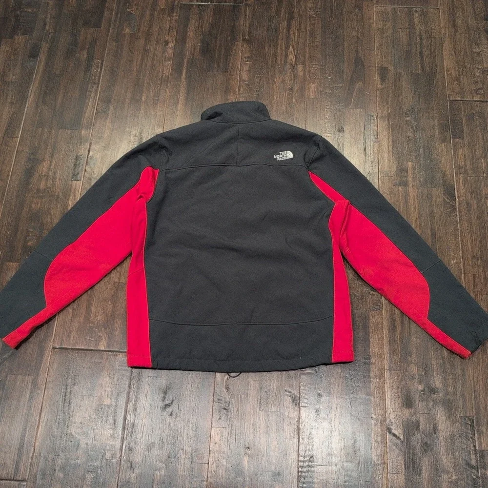 The North‎ Face Mens Jacket Gray Red Full Zip Fleece Lined Activewear Size L